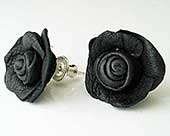 Gothic black rose earrings