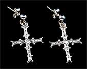 Gothic Celtic silver cross earrings