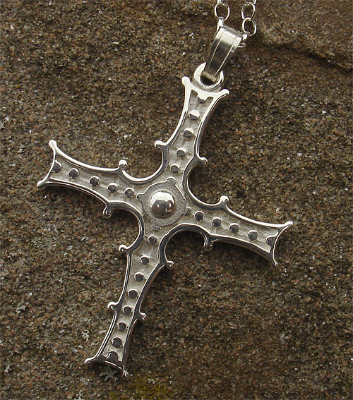 Gothic Celtic silver cross necklace