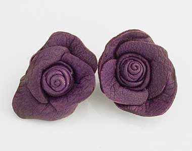 Gothic purple rose earrings