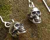 Gothic silver skull drop earrings