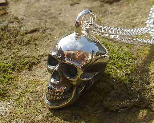 Gothic Silver Skull Necklace