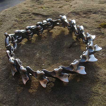 Gothic silver spinal column bracelet