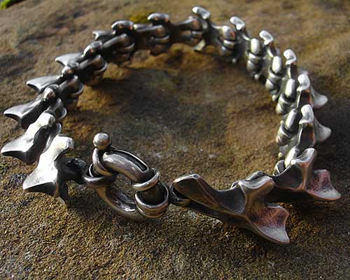 Gothic Silver Spinal Column Chain Bracelet