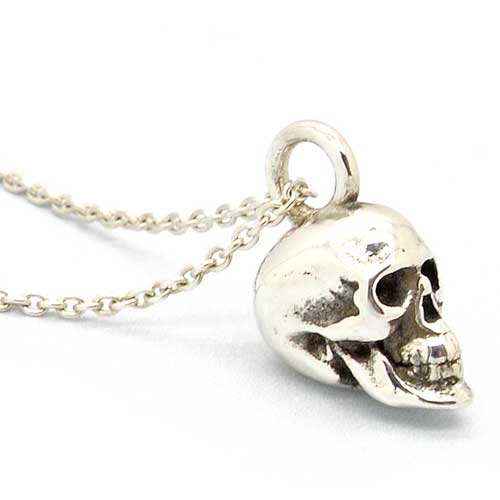 Mens sterling silver skull necklace on sale