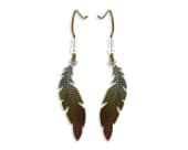 Titanium drop earrings featuring a graceful feather design