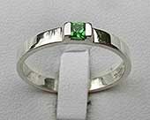 Green garnet silver engagement ring
