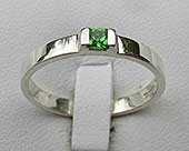 Green Garnet Silver Engagement Ring