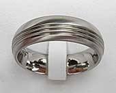 Grooved designer titanium wedding ring