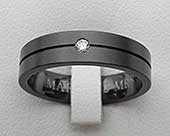 Size T Black Zirconium Diamond Wedding Ring