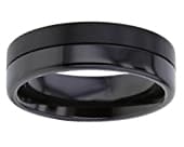 Half polished matt plain black wedding ring