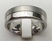 Half polished half matt titanium wedding ring