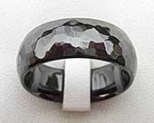 Size W Black Hammered Wedding Ring