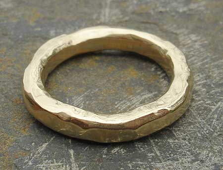 hammered gold wedding ring