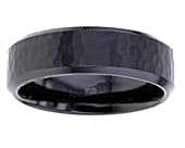 Hammered mens black designer ring