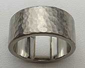 Mens hammered titanium wedding ring