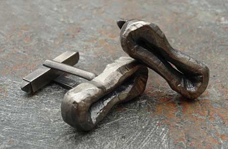 hammered oxidised silver cufflinks