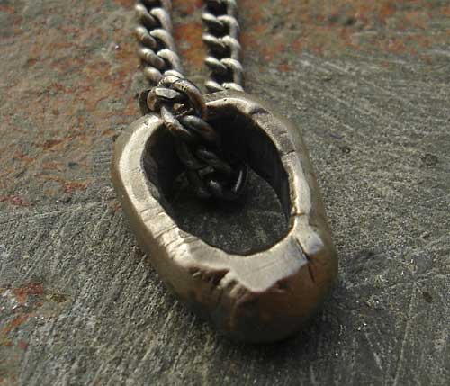 hammered oxidised silver necklace