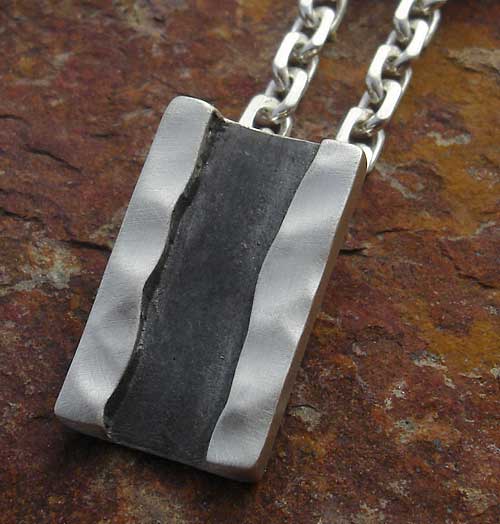 hammered oxidised silver necklace
