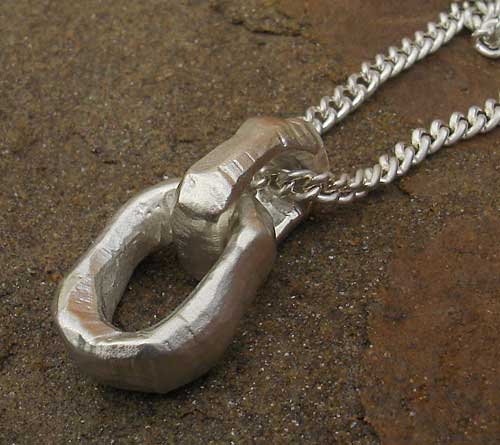 hammered rock textured silver necklace