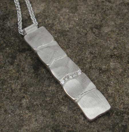 hammered silver diamond necklace