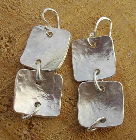 Hammered silver drop earrings