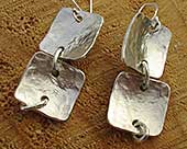 Hammered silver drop earrings