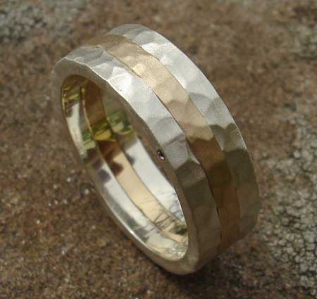 Men's Hammered Silver & Gold Wedding Ring : LOVE2HAVE in the UK!