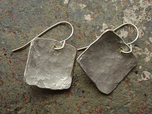 Hammered silver handmade earrings