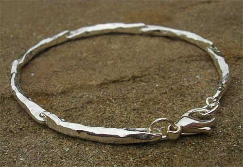 hammered silver link bracelet