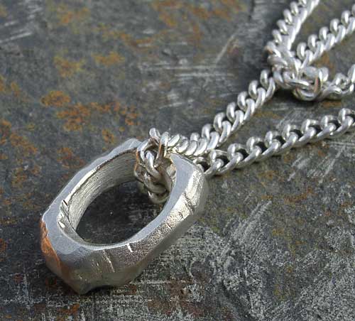 hammered silver pendant and chain