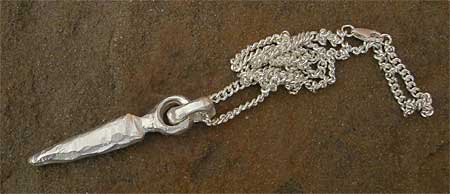 hammered silver rocky flint necklace