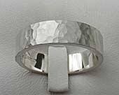 Hammered silver wedding ring