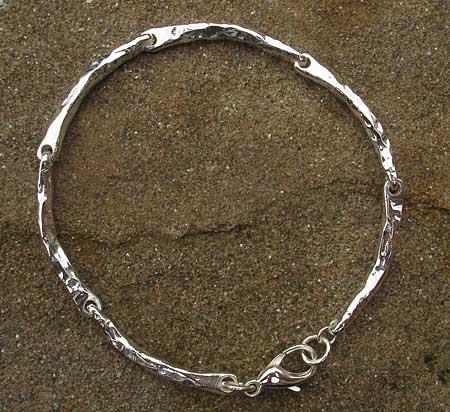 hammered sterling silver link bracelet