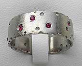 Handmade Emerald Silver Diamond Wedding Ring