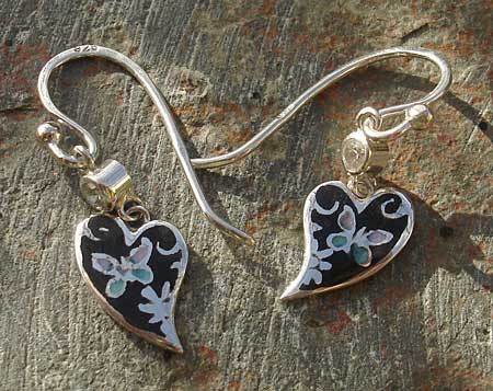 Handmade enamel heart earrings