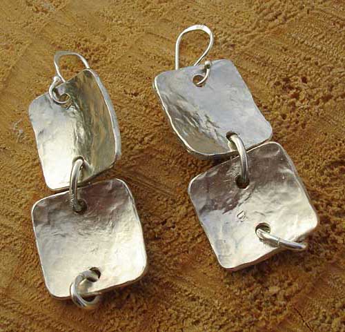 Handmade hammered silver earrings