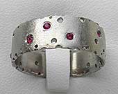 Handmade ruby silver wedding ring