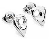 Handmade shiny silver heart earrings