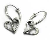 Handmade silver sleeper heart earrings