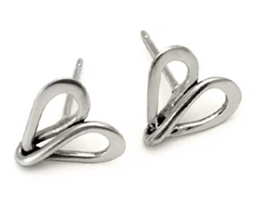 Handmade solid silver heart earrings