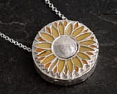 Handmade sunflower silver necklace