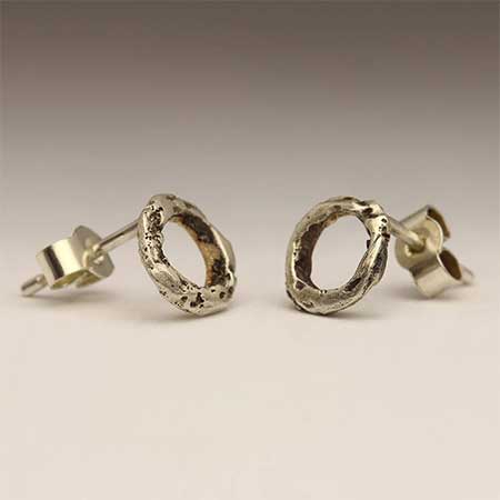 Handmade unusual silver stud earrings