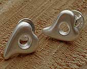 Heart shaped silver stud earrings