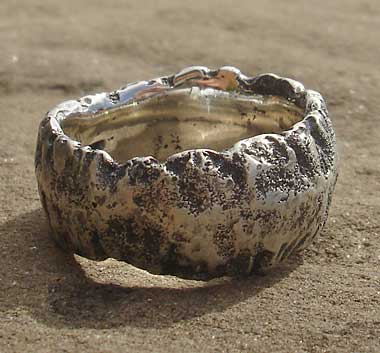 Mens textured silver ring