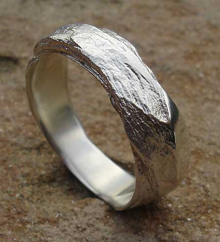 heavy textured sterling silver ring