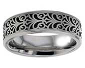 Ironwork pattern titanium ring