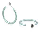 Large aqua blue titanium round hoop earrings