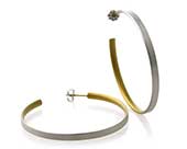 Large grey & beige titanium hoop earrings