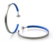 Large grey & blue titanium hoop earrings